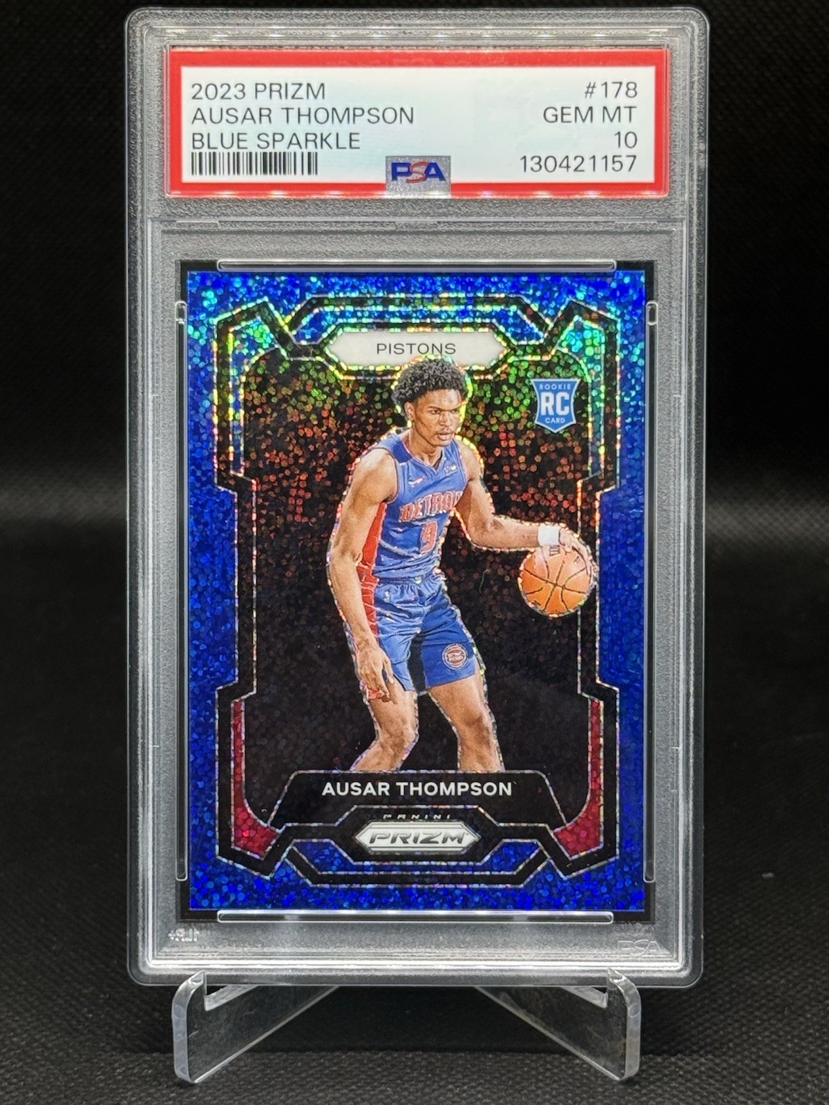 2023 Panini Prizm Ausar Thompson BLUE SPARKLE RC /144 #178 PSA 10 GEM MINT