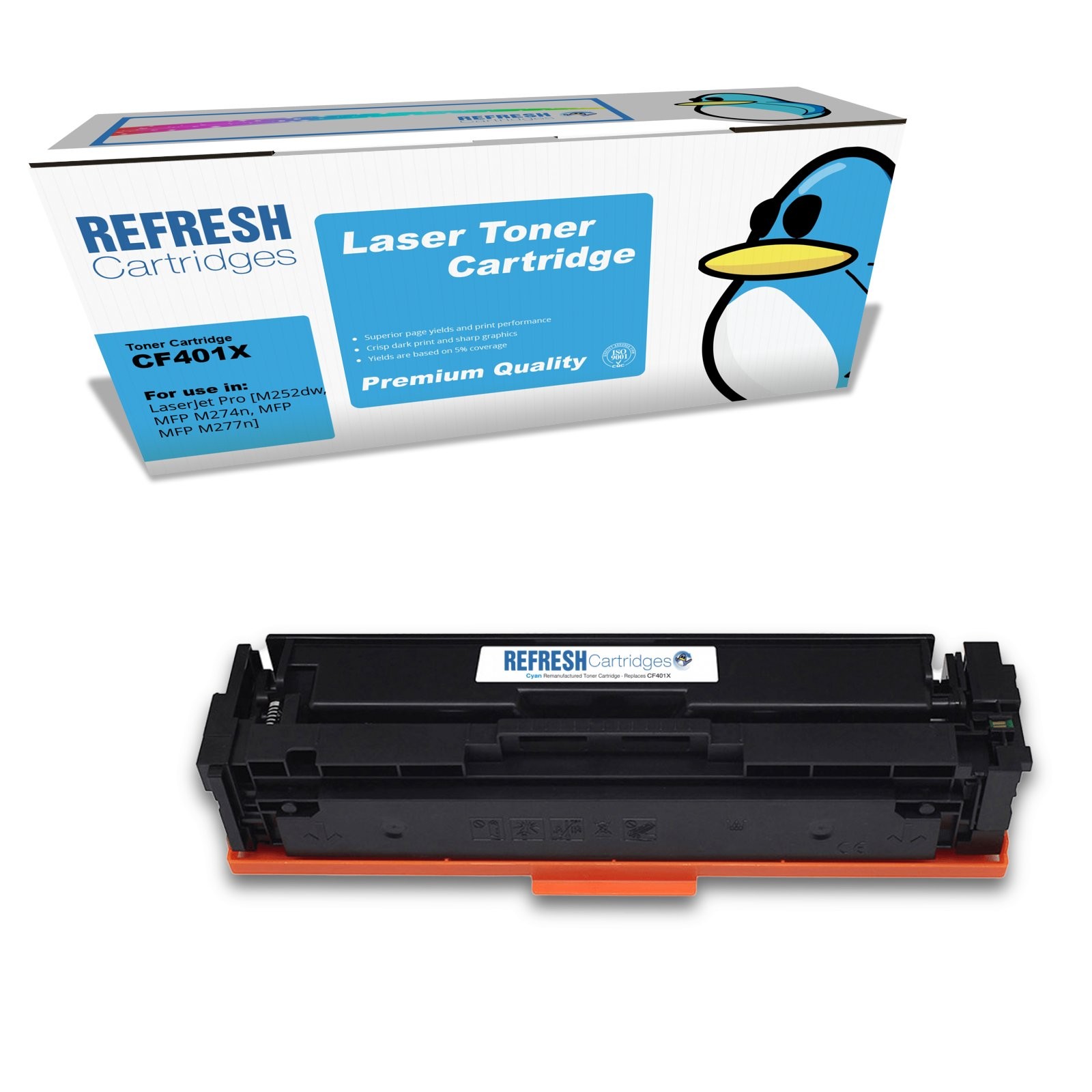 Refresh Cartridges Replacement Cyan CF401X Toner Compatible With HP Printers