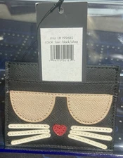 Karl Lagerfeld Paris Maybelle Credit Card Case Wallet Black Multi NWT $35