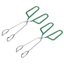 2Pcs Cooking Scissor Tongs 10" Kitchen Tongs with Comfort Grip Green Handle