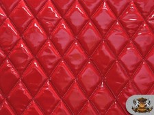Vinyl Quilted Foam Glossy RED Fabric w/ 3/8 Backing Upholstery