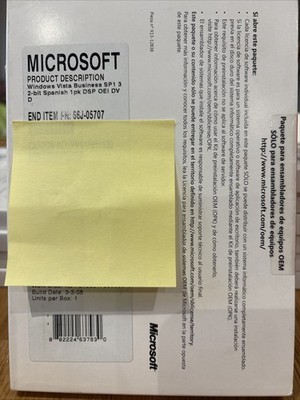 Windows Vista Business SP1 32-Bit Spanisch 1 Stück DSP OEI DVD NEU VERSIEGELT ORIGINAL SCHLÜSSEL