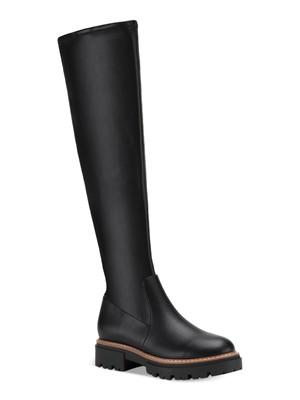 SUN STONE Womens Black Comfort Jacksonn Round Toe Block Heel Riding Boot 7 M