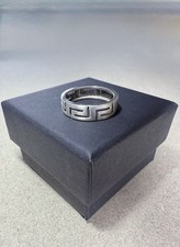 Vintage Brushed Sterling Silver Greek Key Eternity Band Ring Size 5.75