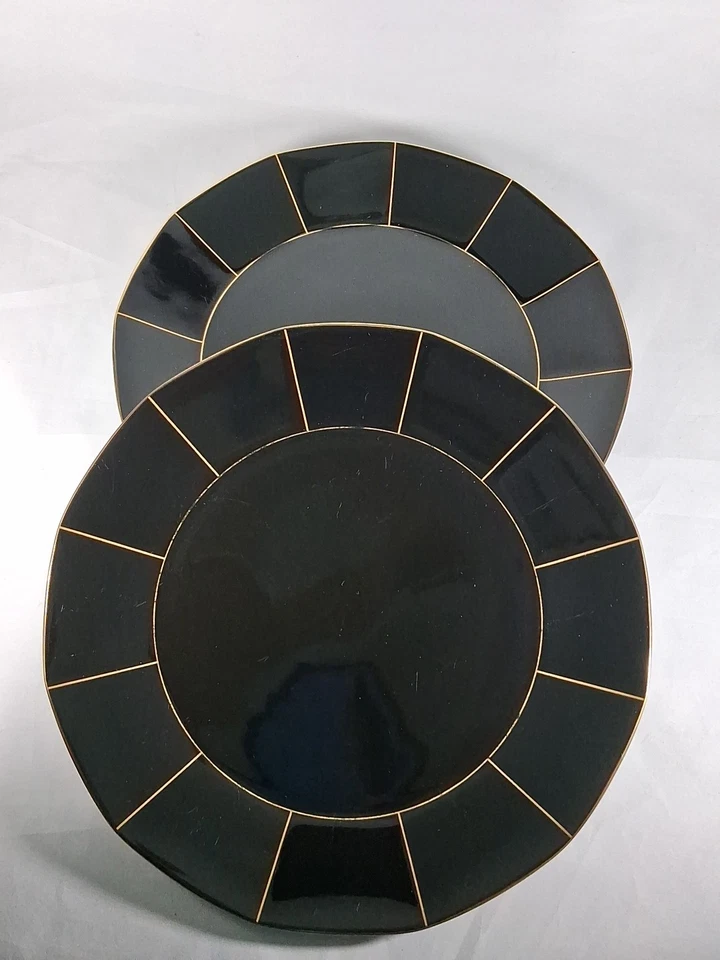 DE COLECCIÓN MIKASA ORO MEDIANOCHE L9903 HECHO EN JAPÓN 2 PLATOS DE CENA 10 1/2" DIÁMETRO Foto 2 de 4