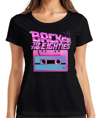 Back to the Eighties 80s Retro Cassette Neon Vintage Synthwave Womens T-Shirt