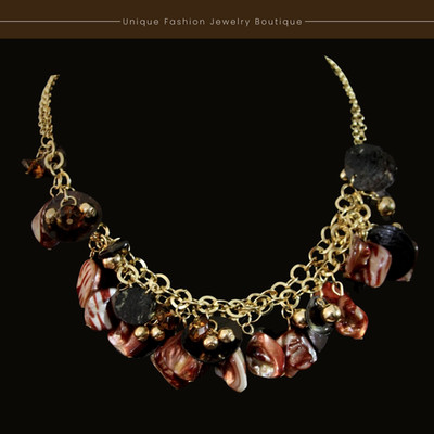 Natasha Gold Plated Natural MOP Shell Cluster Choker Necklace Elegant Women Gift