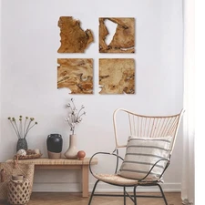 Natural Wood Wall Art - Handcrafted Rustic Decor, Frameless Design for Living...