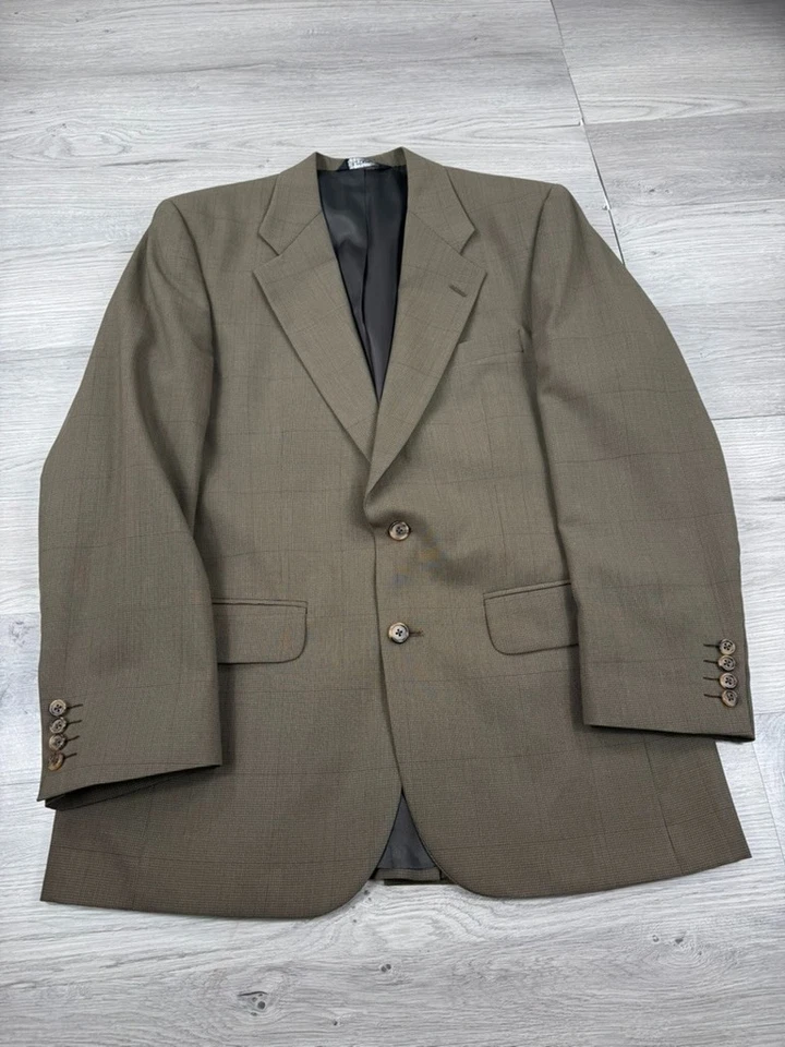 Blazer Burberry Masculino 42R Marrom Espinha de Arenque Xadrez Jaqueta Terno de Lã Casaco Esportivo - Imagem 2 de 4