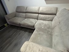 Grey seude Corner Sofa with electric recliner 
