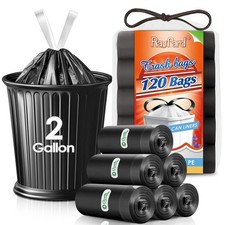 2 Gallon 120 Counts Strong Drawstring Trash Bags Garbage Bags by RayPard, Sma...