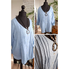Blue LADIES TUNIC blouse Linen shirt ITALY Womens ONE SIZE 14 16 18 20 Lagenlook