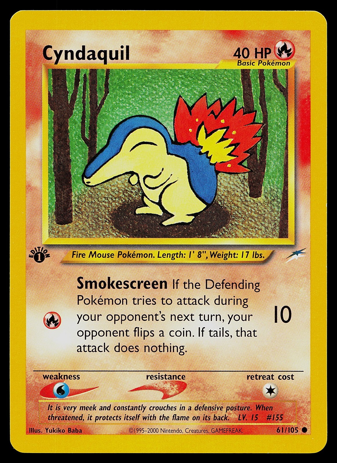 Pokemon Card - Cyndaquil Neo Destiny 61/105 Common 1st Edition