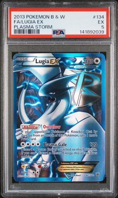 PSA 5 LUGIA EX 134 PLASMA STORM BLACK & WHITE FULL ART POKEMON