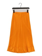 Lee Mathews Women's Maxi Skirt UK 4 Orange 100% Silk Long Maxi