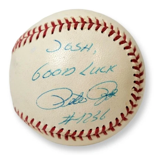 Pete Rose Signed Baseball Personalized Autograph "Josh Good Luck" Authentic