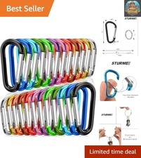 Assorted 24 Pcs Aluminum D-Ring Carabiner Clips - Spring Loaded for Convenience