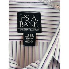 Jos. A. Bank Travelers Collection Striped Dress Shirt Mens 17-33 Purple White