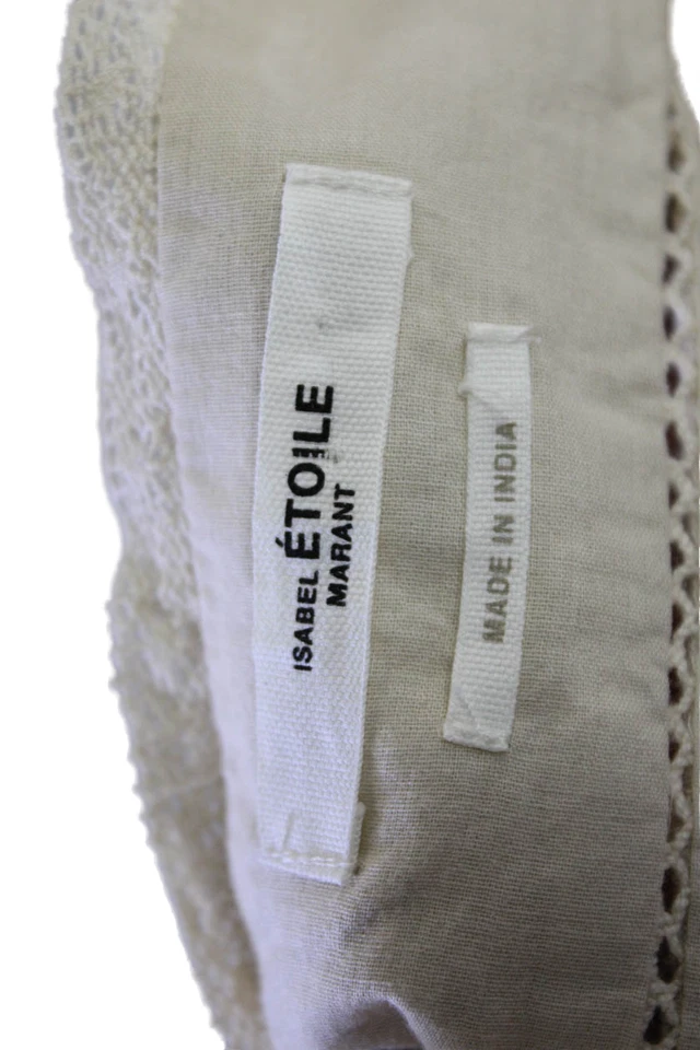 Blusa Isabel Marant Etoile Mujer Beige Cuello Alto Botón Manga Larga Talla 34 Foto 4 de 4