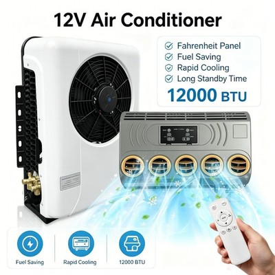 12V 12000BTU RV Air Conditioner Split Parking AC Unit Kit for Truck Bus Cab Van