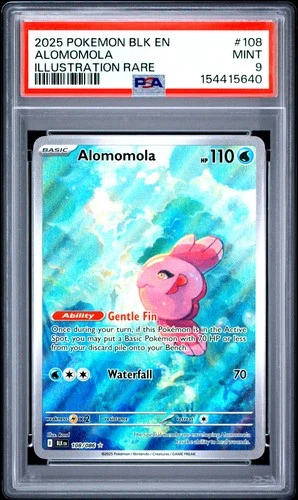 2025 POKEMON BLK EN-BLACK BOLT ILLUSTRATION RARE #108 ALOMOMOLA PSA 9