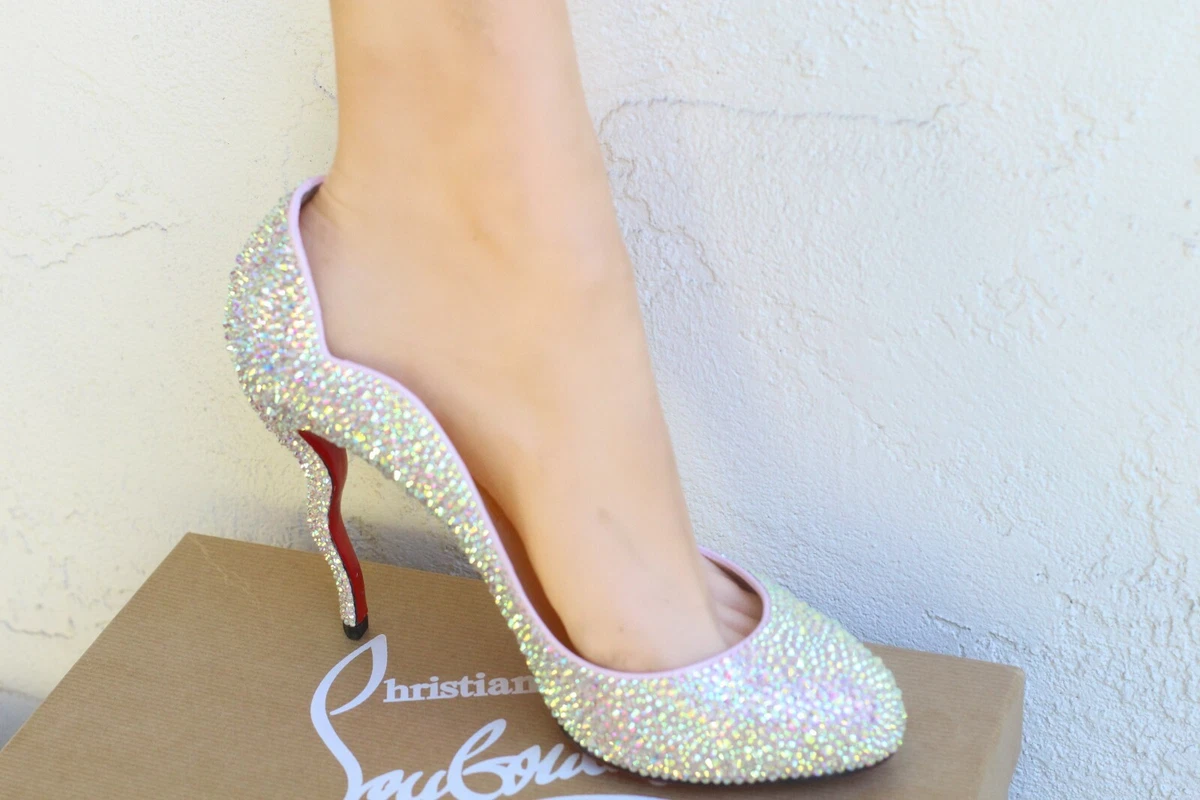 Christian Louboutin Wawy Dolly Swarovski Strass Wedding Pumps EU 38.5 US  7.5 - 8