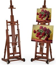 Floor Art Stand Adjustable Beech Wood Easel for Painting, Movable  Tilting Flat
