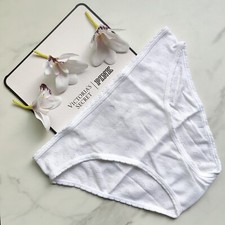 PINK Victoria's Secret Cotton Heart Pointelle Bikini Panty Optic White SZ S/L/XL