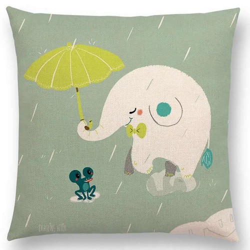 Super Cartoon Animals Cushion Cover Flamingo Fox Whale Elephant Deer Bear Cat - Picture 43 of 44