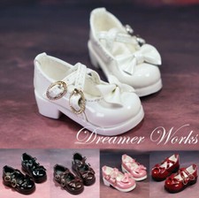 1/6 1/4 BJD Patent PU Leather Student Shoes Cross Straps Bow All Match 5Colors