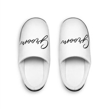 Men's Indoor Slip On White Slippers for the Groom