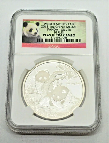 2013 1 Ounce China Panda Silver Coin Medal NGC PF69 Ultra Cameo FREE SHIPPING
