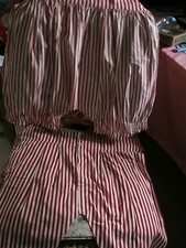 Halloween Pair Half Apron Red White Stripes