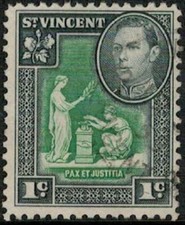 Lot 4561 - Saint Vincent – 1949 1c green and black used King George VI stamp
