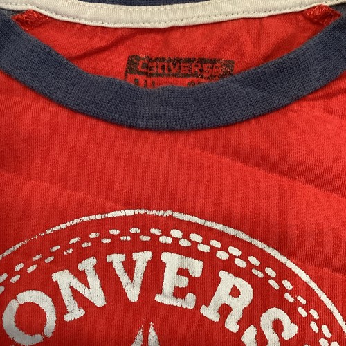 Boys Converse All Star Red Blue T-shirt Short Sleeve Top Logo Age 6 - 7 Years - Picture 4 of 7