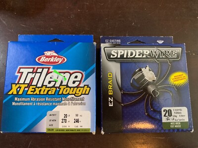 FISHING LINE x2pk Trilene 20lb/270yd low-vis green/SpiderWire 20lb/110yd moss gr