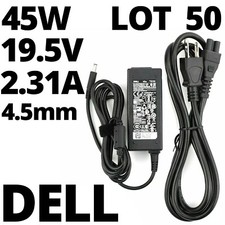 LOT OF 50 OEM 45W Dell AC Adapter Charger 19.5V 2.31A 4.5 3.0mm Small Tip  Cord