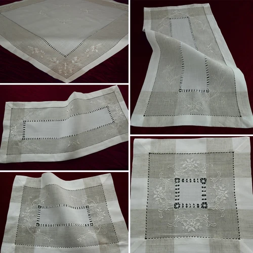 VINTAGE Half-Linen Embroidery Table runner Doily Tablecloth Nature Living Room