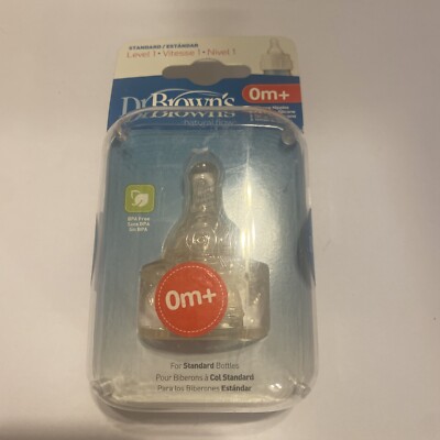 Dr. Brown's Natural Flow Standard Silicone Bottle Nipple, Level 1 0m+, 2 Ct