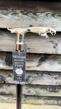 Antique Chrome Jaguar Head Wooden Walking Stick Handmade Stylish New Design Gift