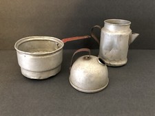 Vintage Toy Kitchen Set Aluminum Coffee Pot Tea Kettle and Double Boiler bottom