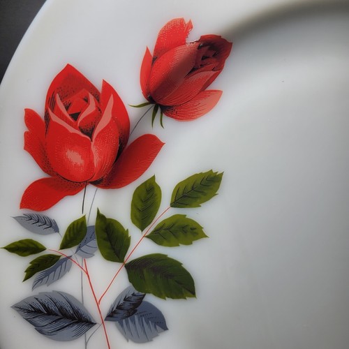 6x Vintage 60s Pyrex JAJ June Rose Dinner Plates 25cm Milk Glass ...
