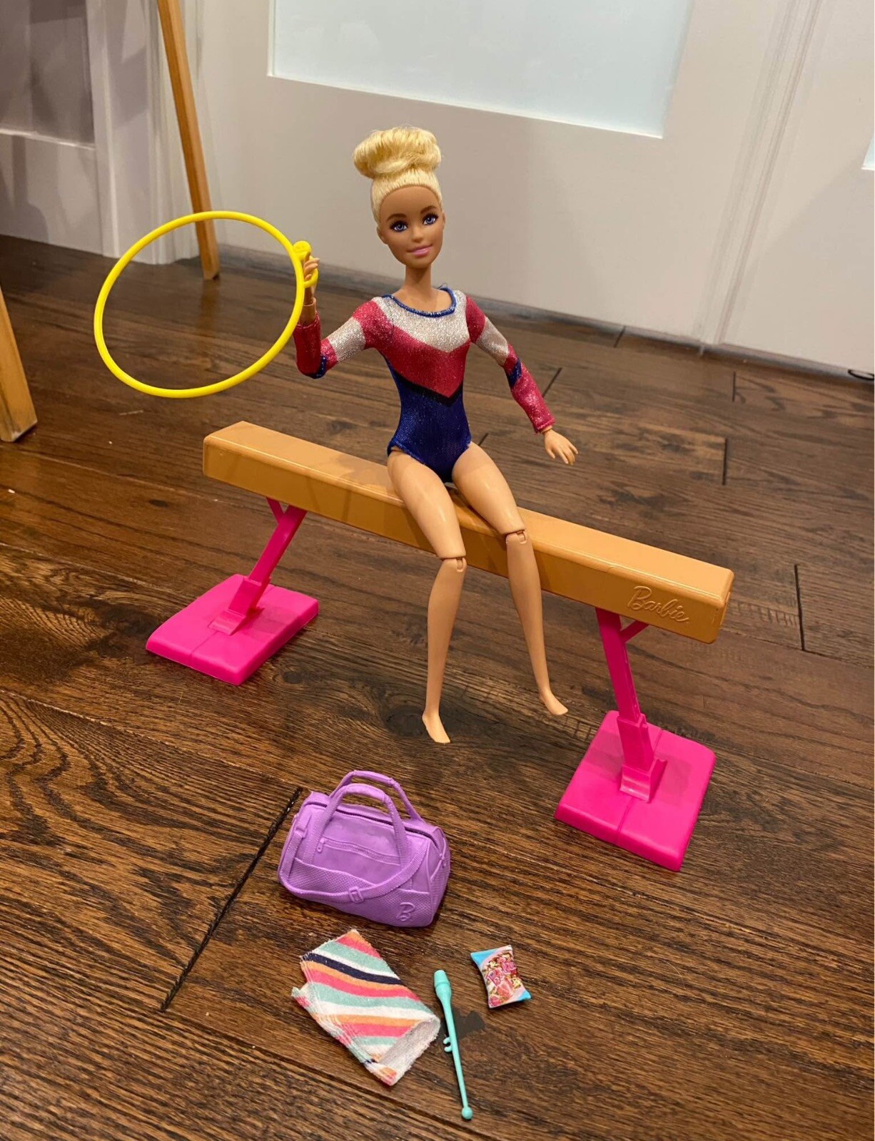 Barbie Gymnastics Playset with Blonde Fashion Doll, Balance Beam and Accessories