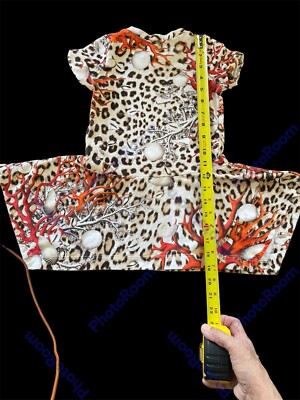 roberto cavalli アニマル柄 ノースリーブワンピース Roberto Cavalli (Italy) EUC Leopard Print /Seashells Cotton Knit