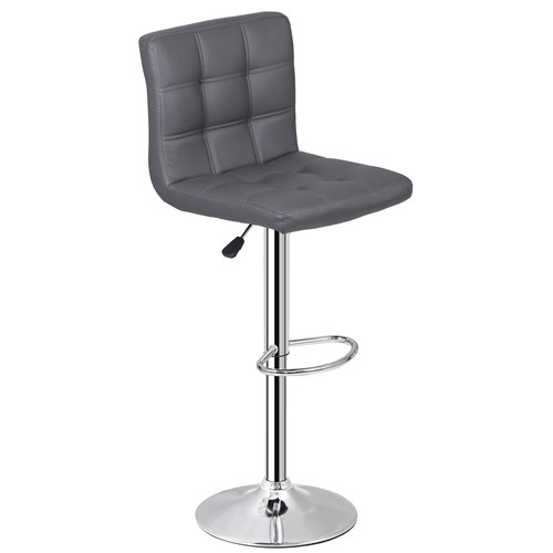 2 PCS Bar Stools 360 Degree Swivel PU Leather Chairs with Back Dark Gray - Picture 21 of 21