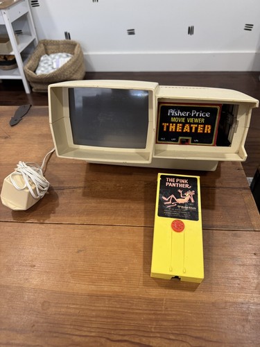 Vintage 1977 Fisher Price Movie Viewer Theater With 1 Movie Cartridge Works Pink - Picture 2 of 7