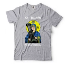 St. Javelin Protector of Ukraine T-shirt Mens Shirt Ukrainian Flag Tee Shirt