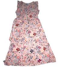 Sonoma Rayon Tier S Midi Dress V Neck Button Tie Belt Elastic Waist