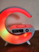G shaped led lamp bluetooth speaker w/alarm clock, white, 155*55*160MM