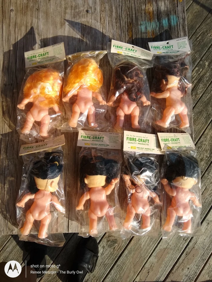 New Fibre Craft Baby Face & Hands #3018 6.5" Unopened Set of 8 blk, brun, blonde - Image 2 of 2